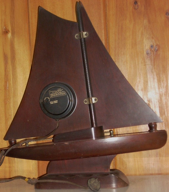 Vintage United Sailboat Boat Ship Wooden Clock WORKS