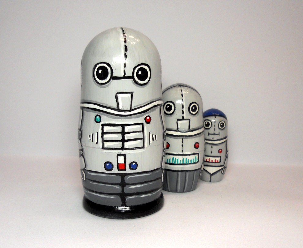 Robot Family Nesting Dolls Set of 3