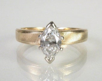 Vintage Marquise Diamond Engagement Ring - 0.55 Carats