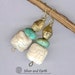 Tribal Earrings, Dangle Earrings with African Brass, Magnesite & Turquoise, Earthy Natural Stone Jewelry, Boho Tribal Beadwork Earrings