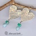 Handmade Sterling Silver Heart Earrings with Peruvian Opal, Amazonite - Oxidized Silver Jewelry - Artisan Metalwork Jewelry