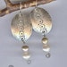 Sterling Silver Dangle Earrings with Pearls, Artisan Sterling Metalwork Jewelry, Silver and Pearls, Gifts for Her