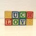 much love - vintage wooden letter blocks