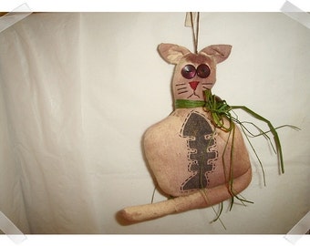 Cat Ornament/ Muslin Fabric/ Whimsical/Handmade**