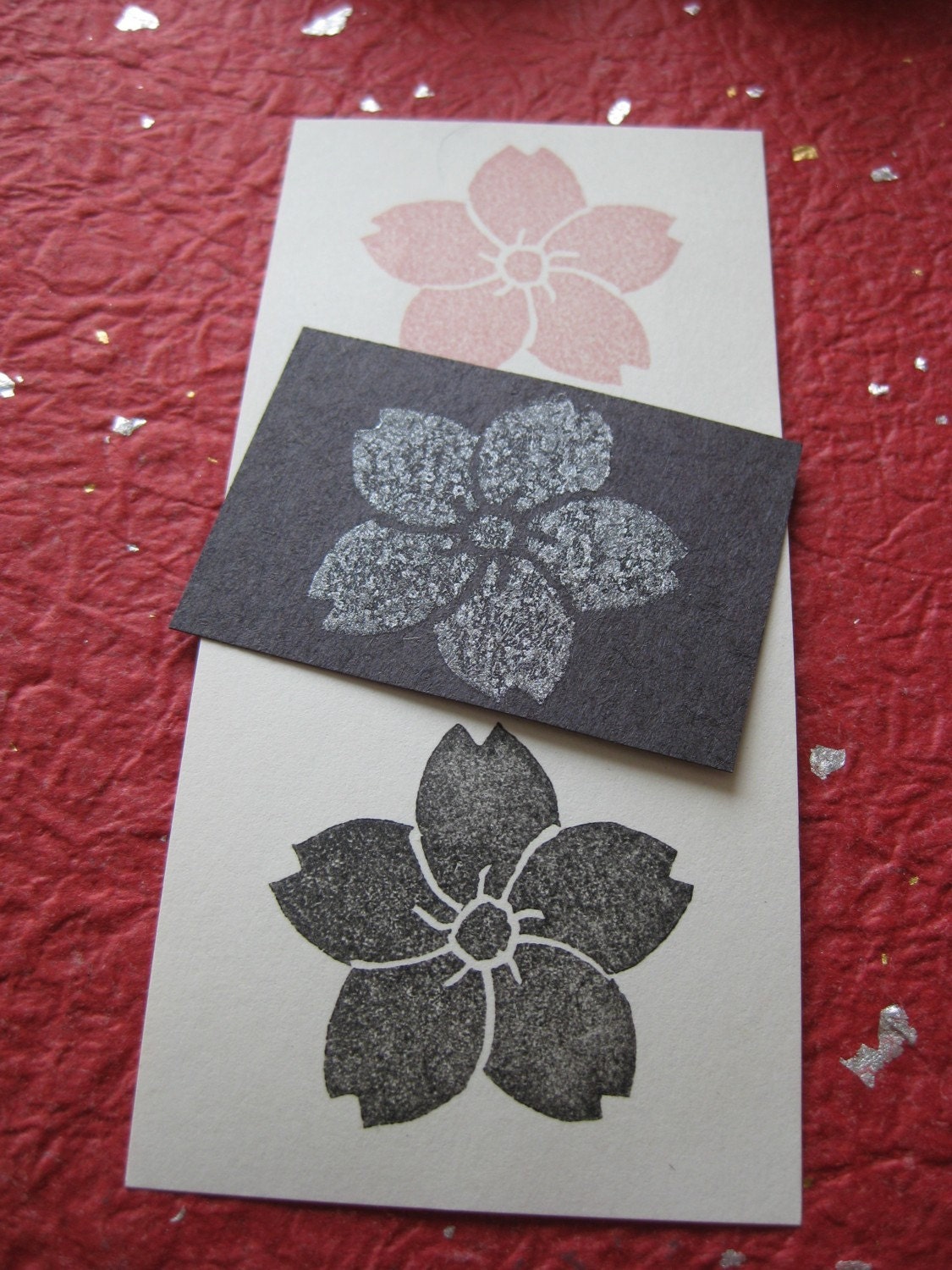Japanese Sakura cherry blossom stamp Hand carved rubber