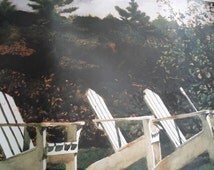  Wyeth Fine Art Poster Island Library Adirondack Chairs Monhegan Maine