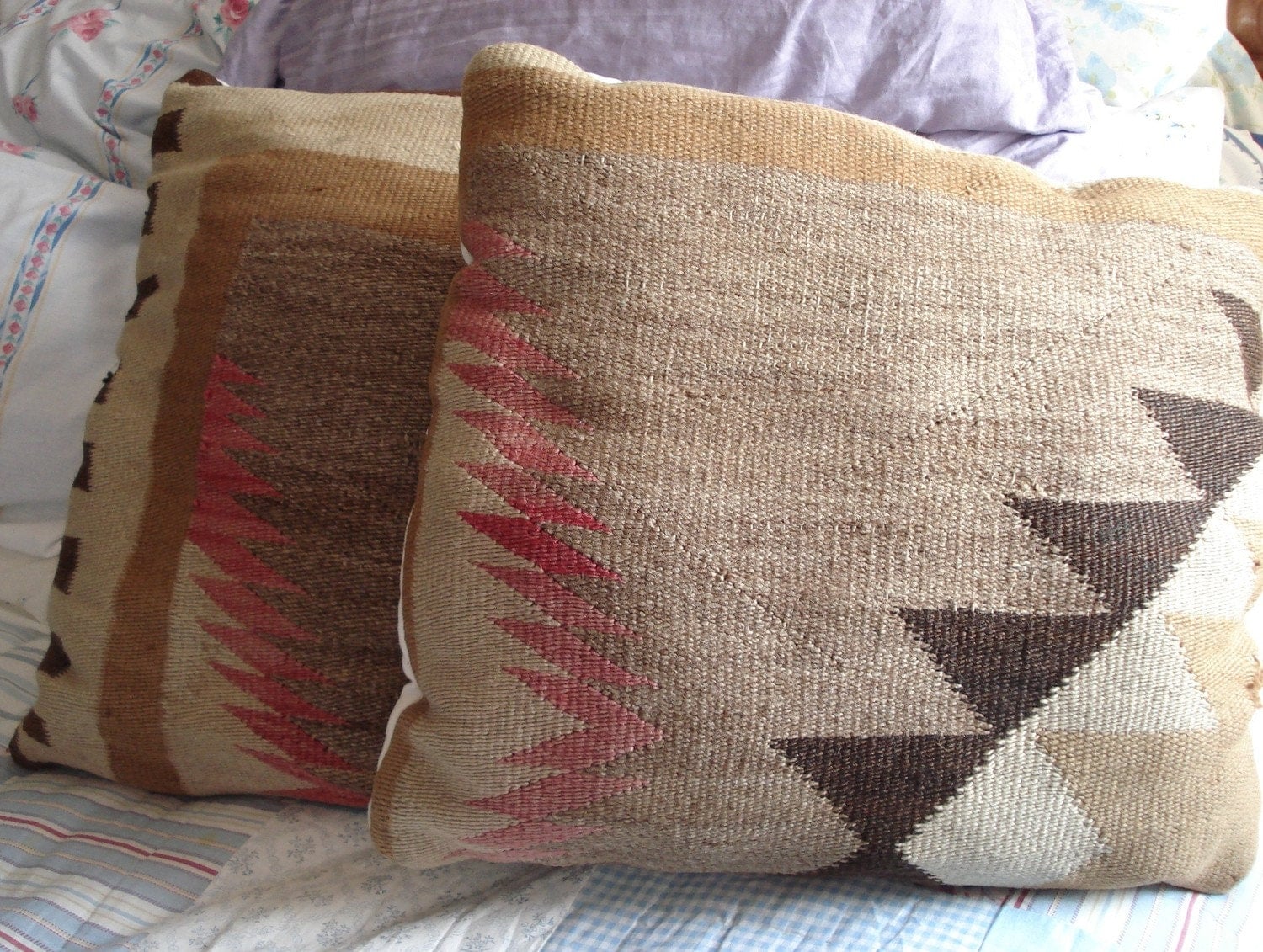 Two Pillows Vintage Throw Pillows Repurposed Native American
