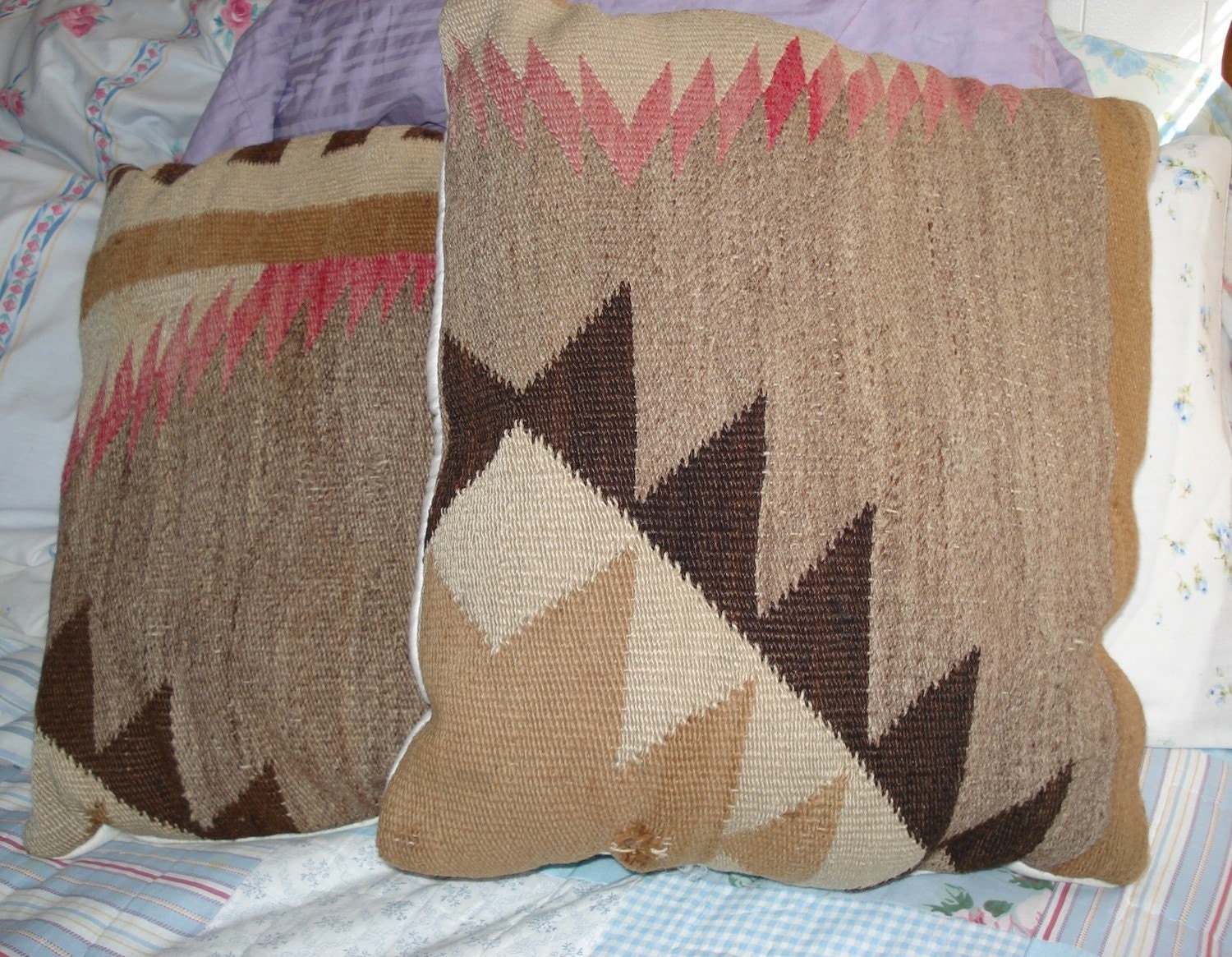 Two Pillows Vintage Throw Pillows Repurposed Native American