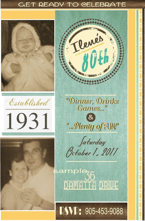 Vintage 80Th Birthday Invitations 3