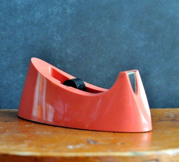 Vintage Pink Tape Dispenser Scotch Tape Mid century Desk