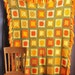 Vintage 70s Afghan Blanket Fall Colors Granny Square