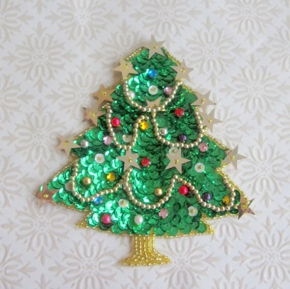 Sequined Christmas Tree Applique. by 888giftsMall on Etsy