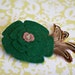 Dark Green felt flower w/ brown quail feathers hair clip