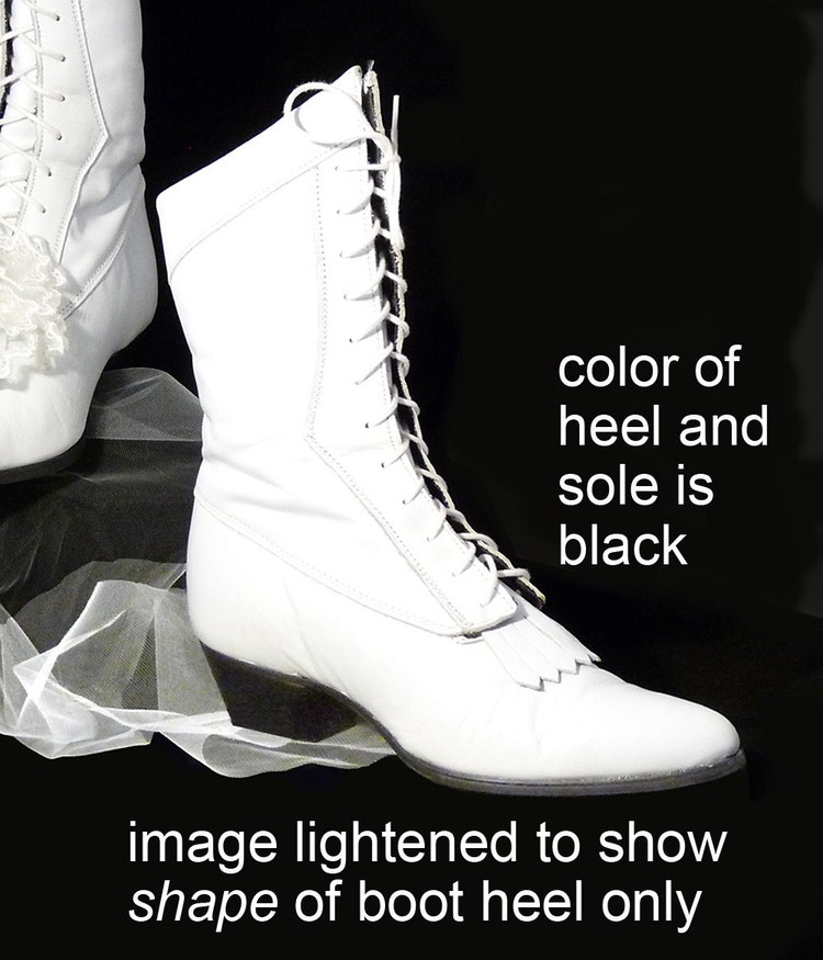 white lace up granny boots