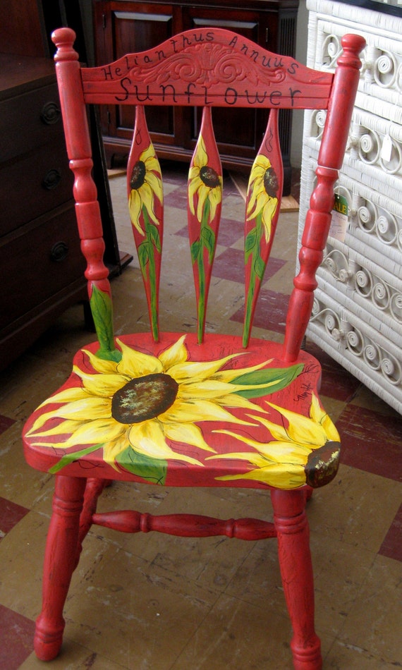  Hand Painted Sunflower Chair 