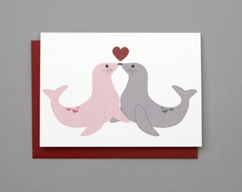 Love Seals (seal with a kiss) Valentine's/Wedding/Anniversary/Engagement 4-Bar Folded Card
