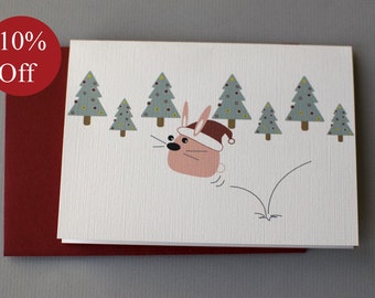 HOLIDAY SALE -- 10% OFF Christmas Bunny 4-Bar Folded Card