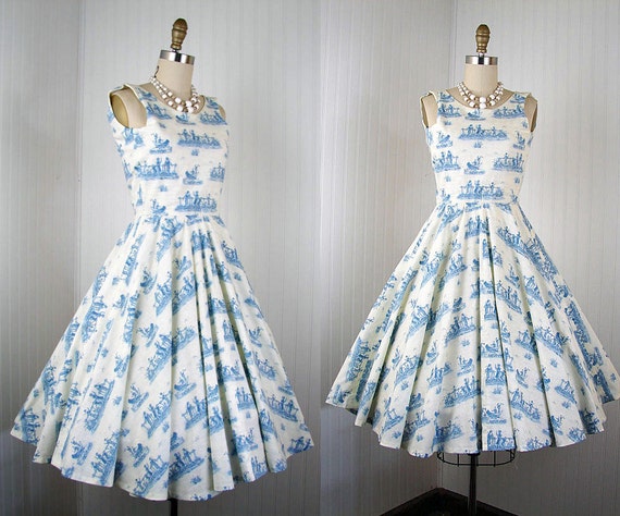 1950s 1960s Dress FRENCH COUNTRY Vintage 50s 60s by jumblelaya