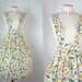1980s 1950s Jumper Dress - DAISY DOLL Vintage Spring Cotton Floral Full Suspender Skirt s m