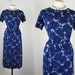 1950s Dress - FALLING STARS Vintage 50s Designer Couture Silk Chiffon Floral Cocktail Party Dress Covered in Rhinestones xl