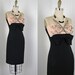 1960s Dress - STRIPTEASE Vintage 60s Black Pink Nude Illusion Designer Beaded Cocktail Party Dress m