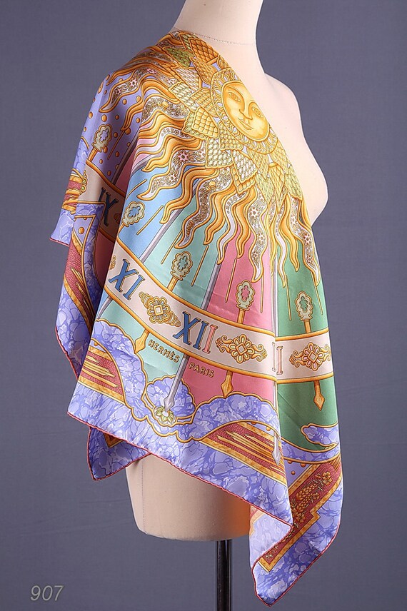 70s HERMES Scarf / Original Designer Gloria Soli Silk Scarf