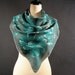 1960s Floral Scarf/ Teal Peony Printed /Hand Rolled Edges