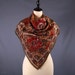 Vintage 1980s Brown Floral Scarf / Terracotta Red Boho Scarf
