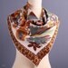 1960s Silk Scarf / Birds Print Scarf / Unisex Boho Scarf