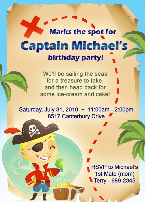 Boy or Girl Pirate Birthday Invitation