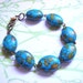 ON SALE - Simply Monet - Bracelet - Wire Wrapped Mosaic Turquoise Oval Gemstone Beads - Handmade Keepsake Jewelry