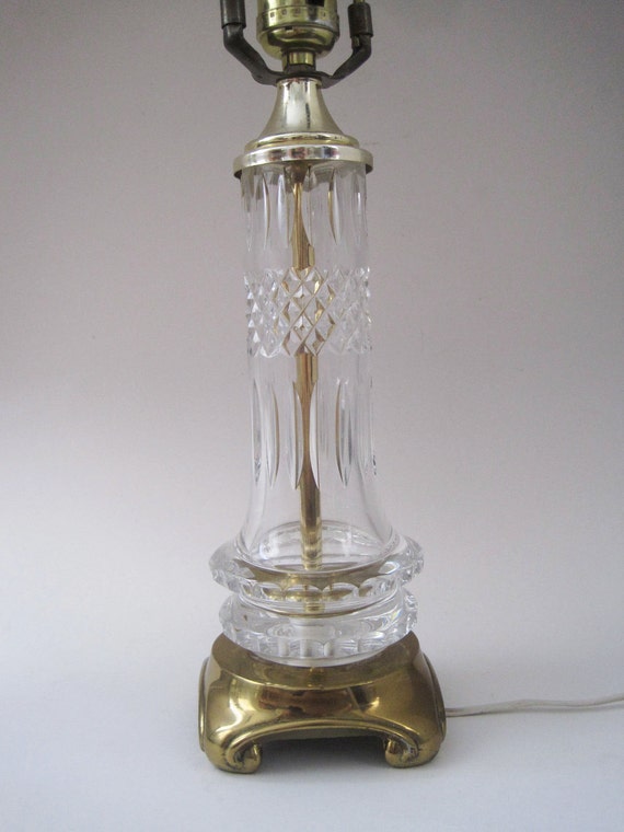 Vintage German Lead Crystal Boudoir Lamp Pair Hollywood