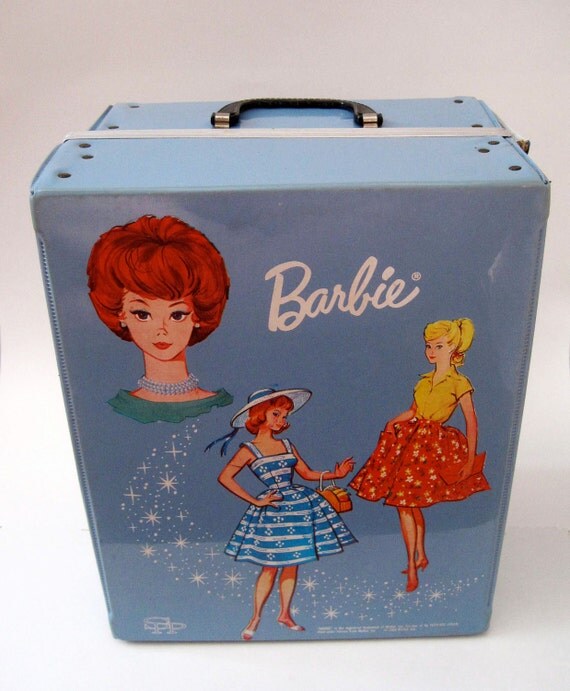 vintage blue barbie case