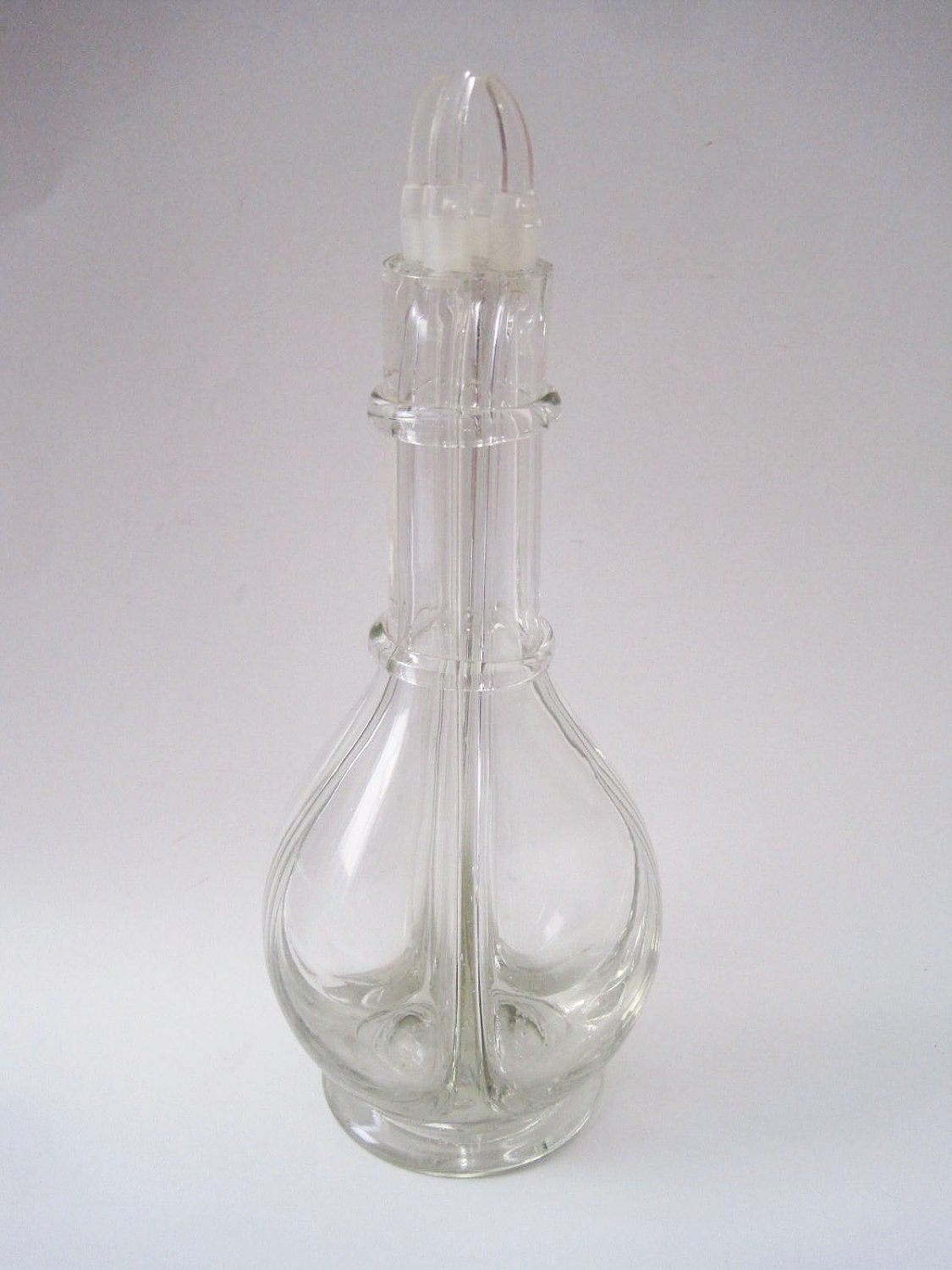 Vintage 4 Chamber Glass Liquor Decanter Hand Blown Made In