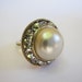 antique Pearl Sparkle 1950s rhinestone vintage button ring