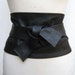 Black leather super wide obi cinch corset style wrap belt