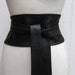 Black leather obi cinch corset style wrap belt
