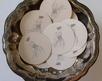 Vintage Bride Tags Round Paper Gift Tags Set of 10