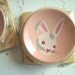 Peter Rabbit drawer pull, drawer knob, 1950s bunny rabbit, enameled steel, pink dresser knob, childs bedroom decor, original package