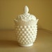 Fenton hobnail milk glass sugar bowl canister, 1960s