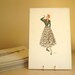 1940s Redhead fashion illustration, original watercolor
