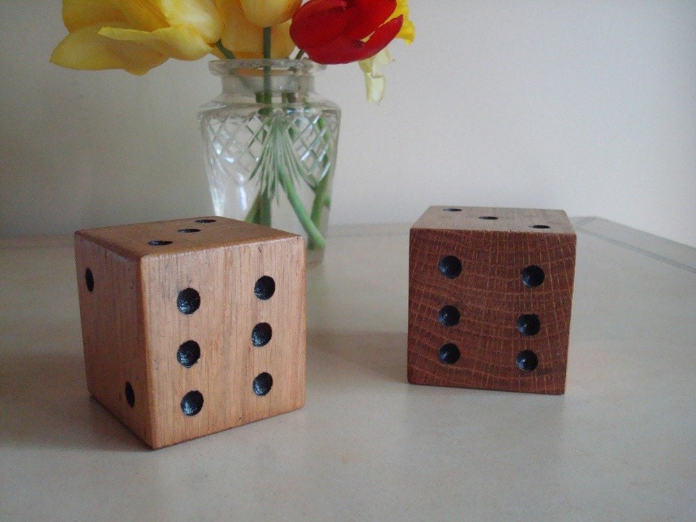 Giant handcrafted vintage wood dice by SunnyDayVintage on Etsy