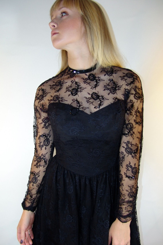 Items Similar To Vintage Madonna Style Black Lace Dress On