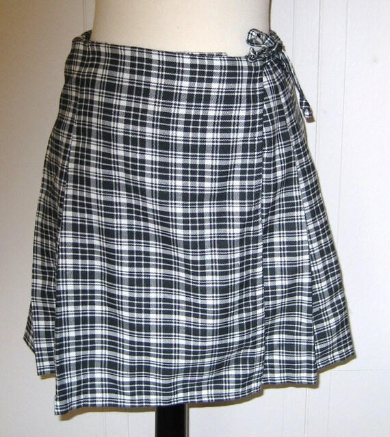 Vintage wraparound mini skirt school girl