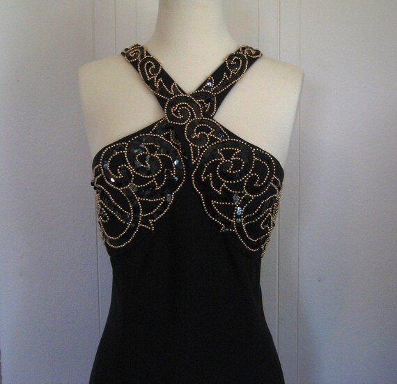 VTG Lillie Rubin Women's Beaded Peplum Tank Top, Black Silk with Sequins, Size 8
