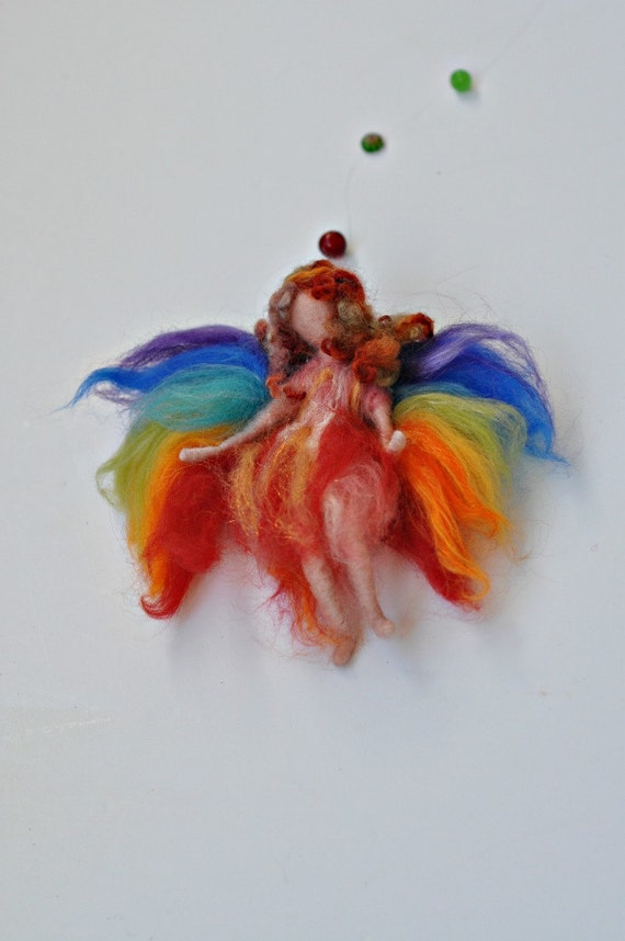 Needle Felted Waldorf Fairy-Rainbow Fairy-needle felt by