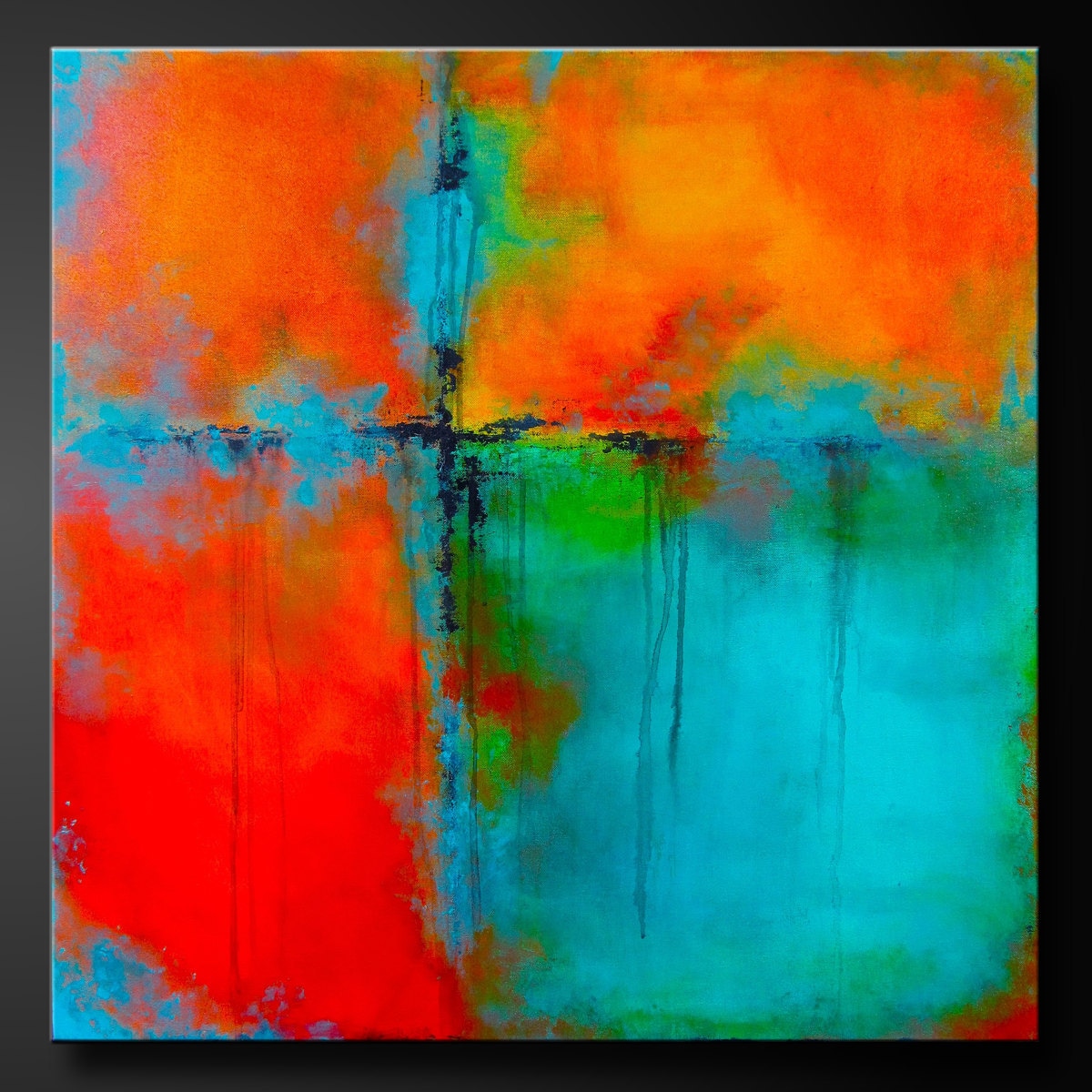 Four Square 30 x 30 Original Abstract Acrylic Modern