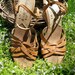 Vintage 70s Hippie Boho Thom McAn Caramel Honey Woven Strappy Wedge Cork Sandals 8