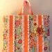 Small Bow Board - Wall Art - Little Girls Hair Clip Storage - Flower Barrette Holder - Orange, Pink and Blue with Ribbons