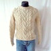RESERVED Fisherman Cable Knit Sweater - Toasty Warm Cream Wool - Men Small Medium